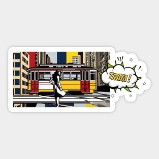 The Art of Trams - American Pop Art Style #001 - Mugs For Transit Lovers Sticker